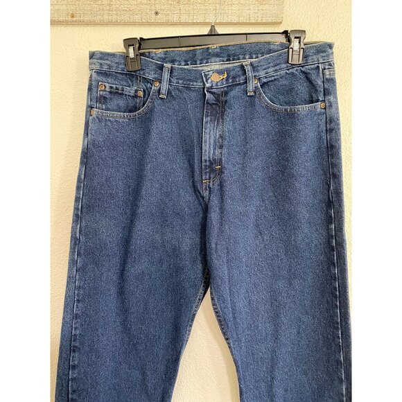 Mens Wrangler Relaxed Fit Blue Denim Jeans Size 36W X 34L Western Work - Picture 10 of 10